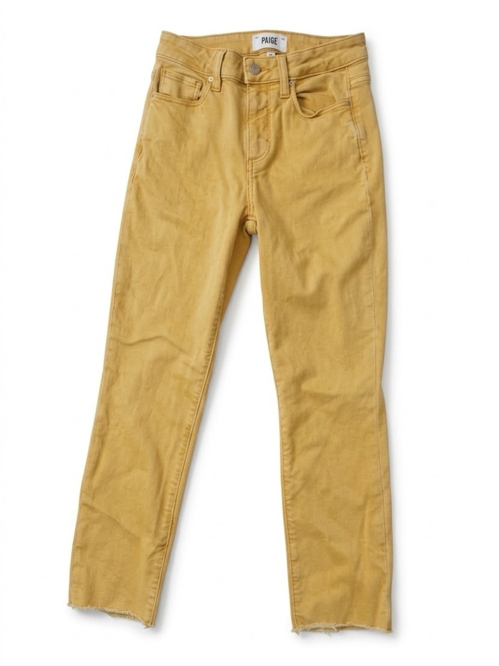 PAIGE Cindy Crop Jeans Mustard Yellow High Rise Straight Leg Size 25